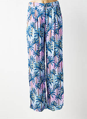 Pantalon larg țesătură poplin talie înaltă albastru LA PETITE ETOILE femeie