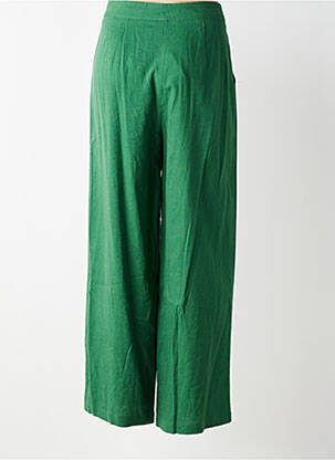 Pantalon larg țesătură crep talie înaltă verde LA PETITE ETOILE femeie