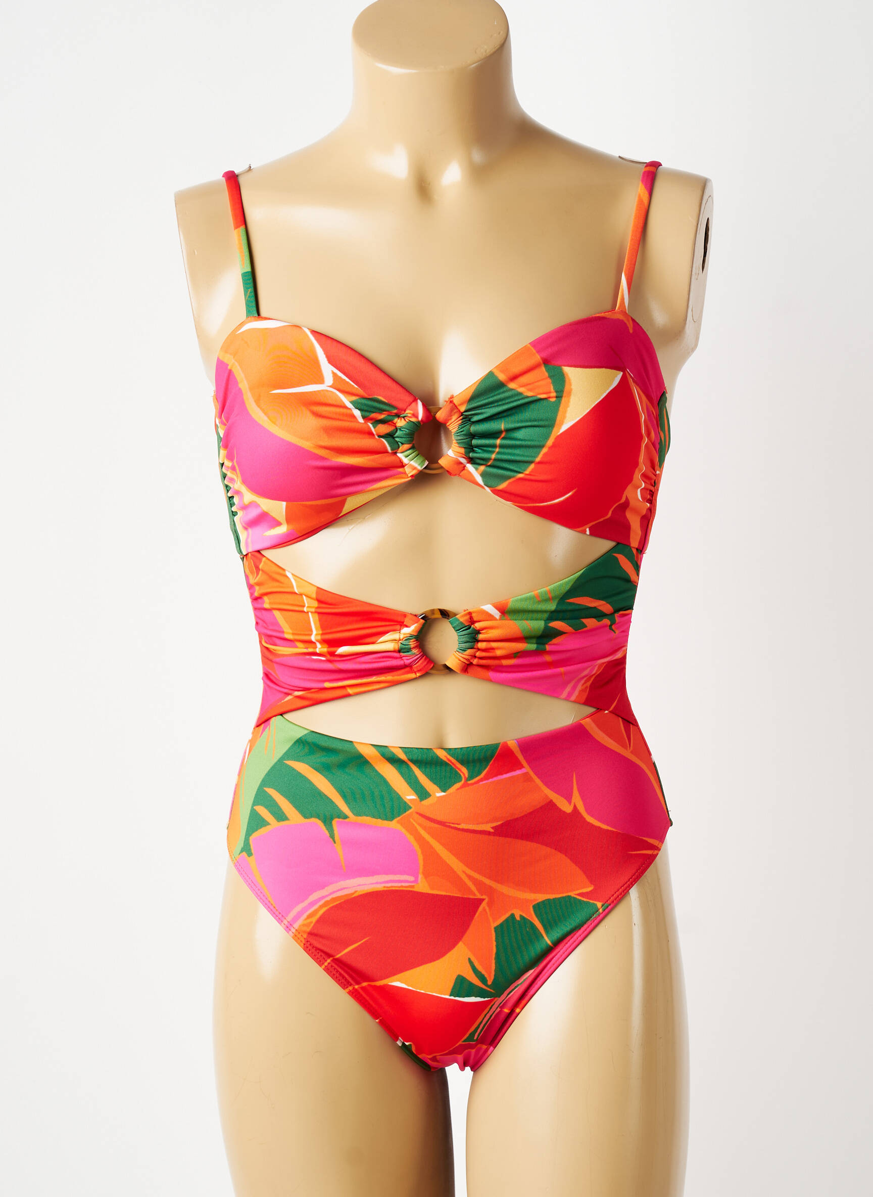 Costum de baie dintr-o singură piesă efect material satinat sutien cu susținere înaltă și burete detașabil portocalie LA PETITE ETOILE femeie