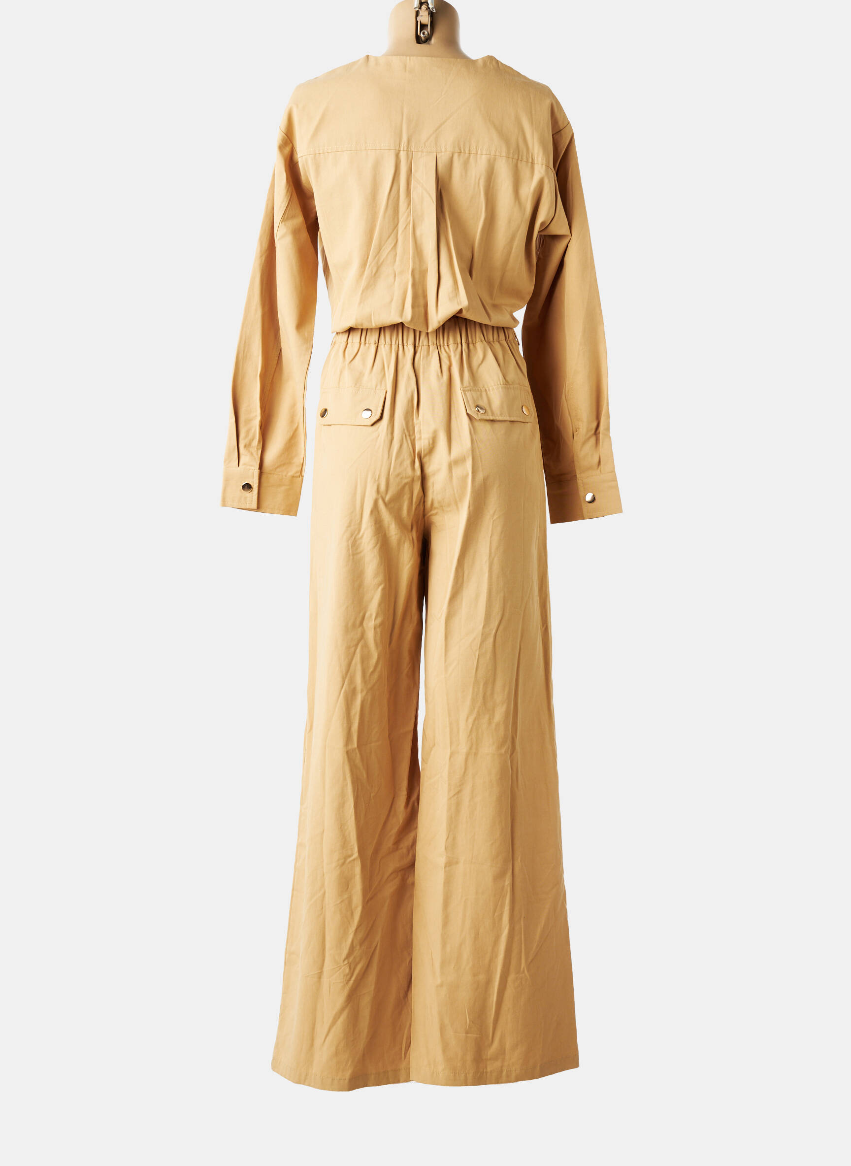 Salopetă-pantalon croială cambrată mâneci lungi bej LA PETITE ETOILE femeie