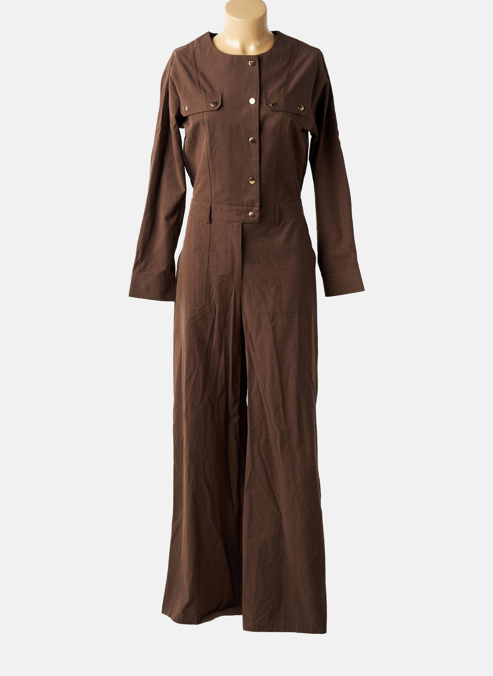 Salopetă-pantalon croială cambrată mâneci lungi maro LA PETITE ETOILE femeie