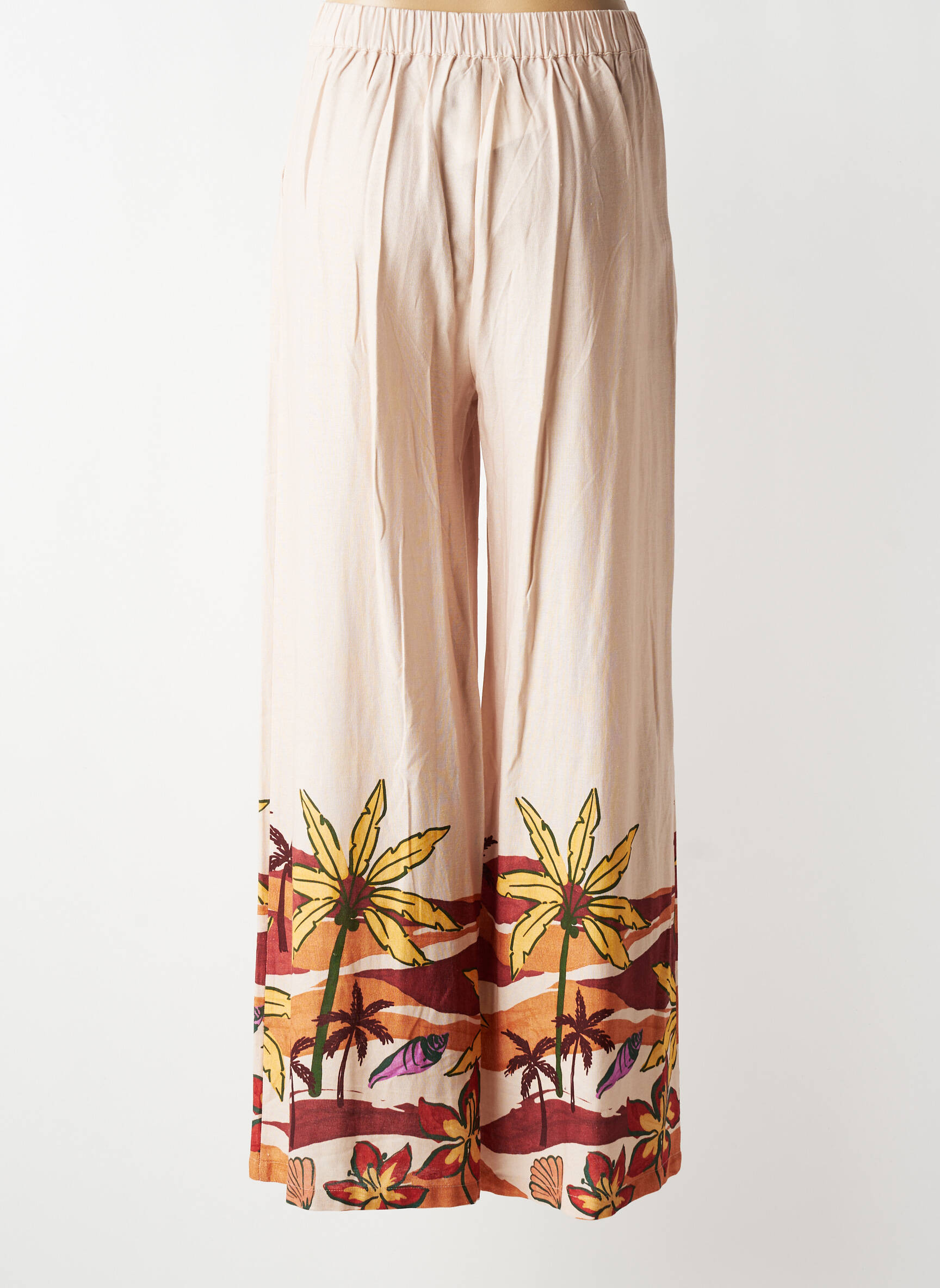 Pantalon larg țesătură crep mărime normală roz LA PETITE ETOILE femeie