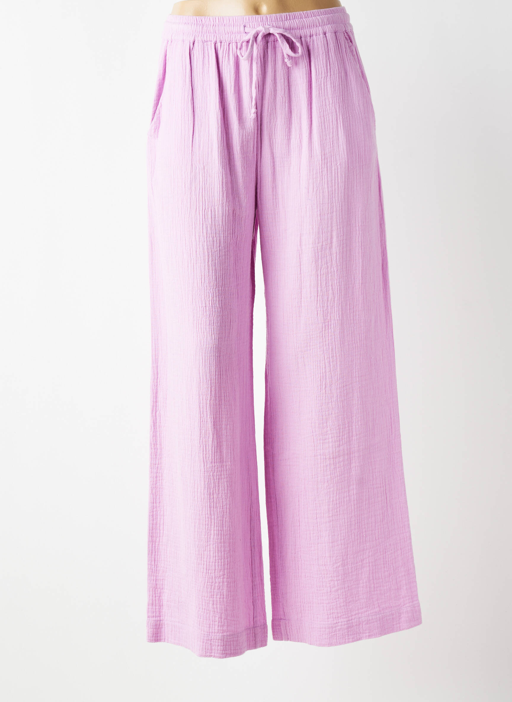 Pantalon larg țesătură crep mărime normală roz LA PETITE ETOILE femeie