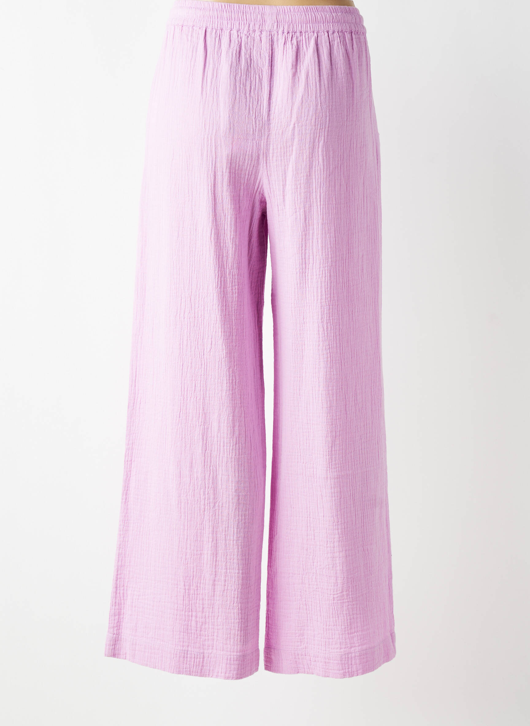 Pantalon larg țesătură crep mărime normală roz LA PETITE ETOILE femeie
