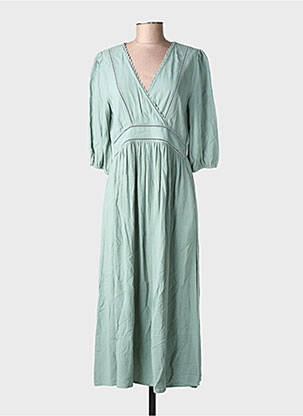 Rochie lungă mâneci scurte mâneci scurte verde EMILIE.K femeie