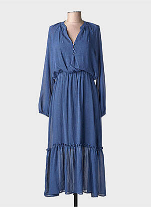 Rochie lungă mâneci lungi mâneci lungi albastru YUKA femeie