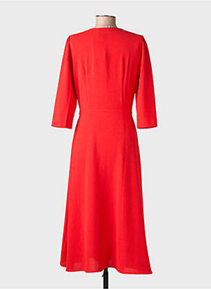 Rochie lungă croială cambrată mâneci 3/4 roșu LA PETITE ETOILE femeie