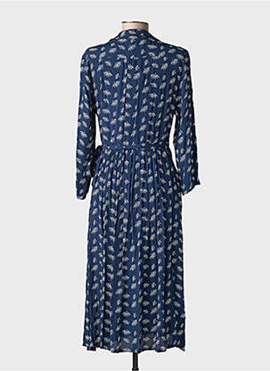 Rochie midi imprimeu fantezie mâneci lungi albastru YUKA femeie
