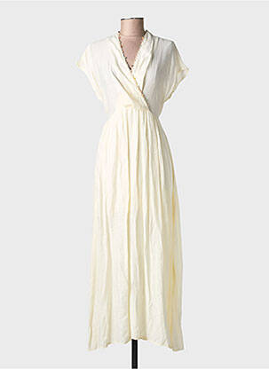 Rochie lungă mâneci scurte mâneci scurte bej ARTLOVE femeie