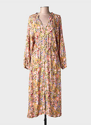 Rochie midi imprimeu floral mâneci lungi roz LA PETITE ETOILE femeie