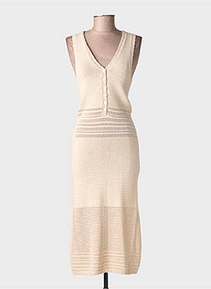 Rochie lungă fără mâneci fără mâneci bej ARTLOVE femeie
