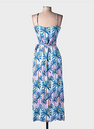 Rochie midi imprimeu fantezie bretele subțiri albastru LA PETITE ETOILE femeie