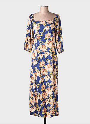 Rochie lungă imprimeu fantezie mâneci 3/4 albastru LA PETITE ETOILE femeie