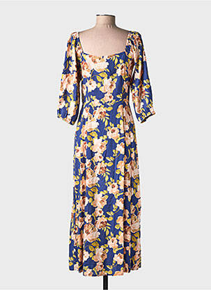 Rochie lungă imprimeu fantezie mâneci 3/4 albastru LA PETITE ETOILE femeie
