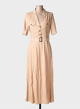 Rochie midi mâneci scurte mâneci scurte bej LA PETITE ETOILE femeie