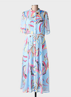 Rochie midi imprimeu fantezie mâneci scurte albastru NUMPH femeie
