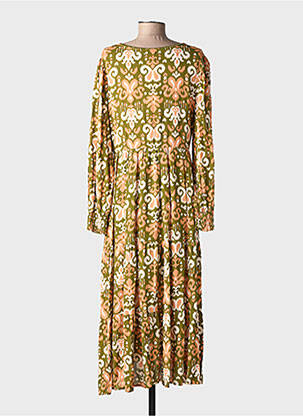 Rochie midi imprimeu fantezie mâneci lungi verde EMILIE.K femeie