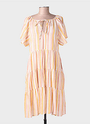 Rochie midi mâneci scurte mâneci scurte galben ARTLOVE femeie