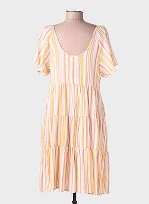 Rochie midi mâneci scurte mâneci scurte galben ARTLOVE femeie