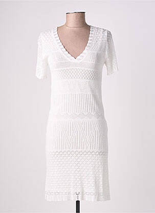 Rochie midi mâneci scurte mâneci scurte alb ARTLOVE femeie