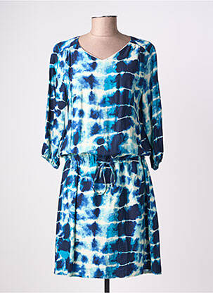 Rochie midi mâneci 3/4 mâneci 3/4 albastru EMILIE.K femeie