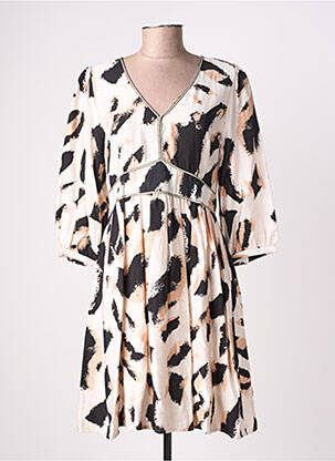 Rochie midi mâneci 3/4 mâneci 3/4 bej EMILIE.K femeie