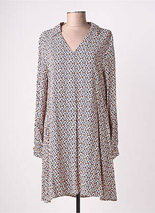 Rochie midi imprimeu fantezie mâneci lungi roz EMILIE.K femeie