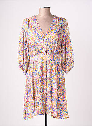 Rochie midi mâneci 3/4 mâneci 3/4 galben LA PETITE ETOILE femeie