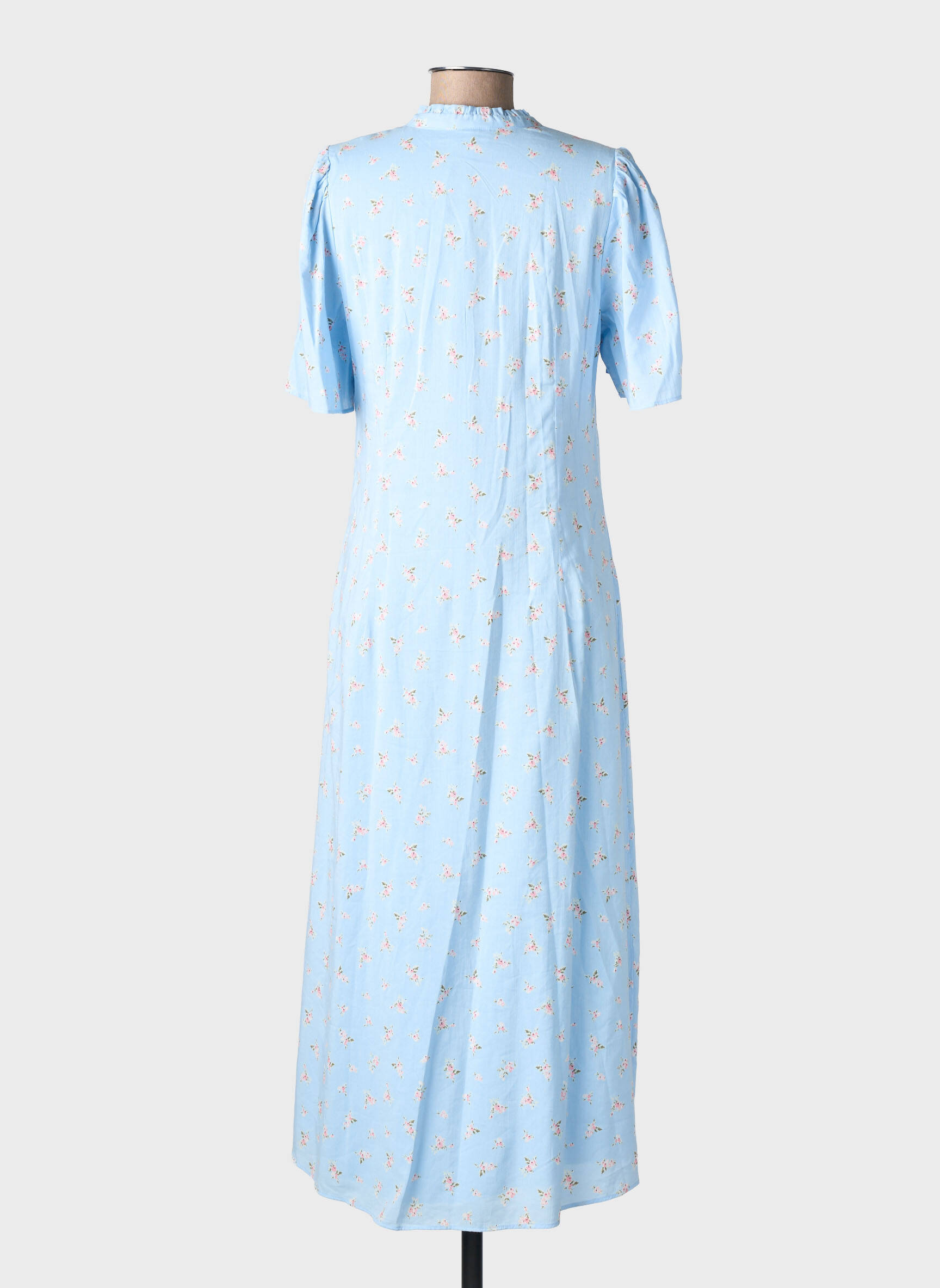 Rochie lungă imprimeu fantezie mâneci scurte albastru NUMPH femeie
