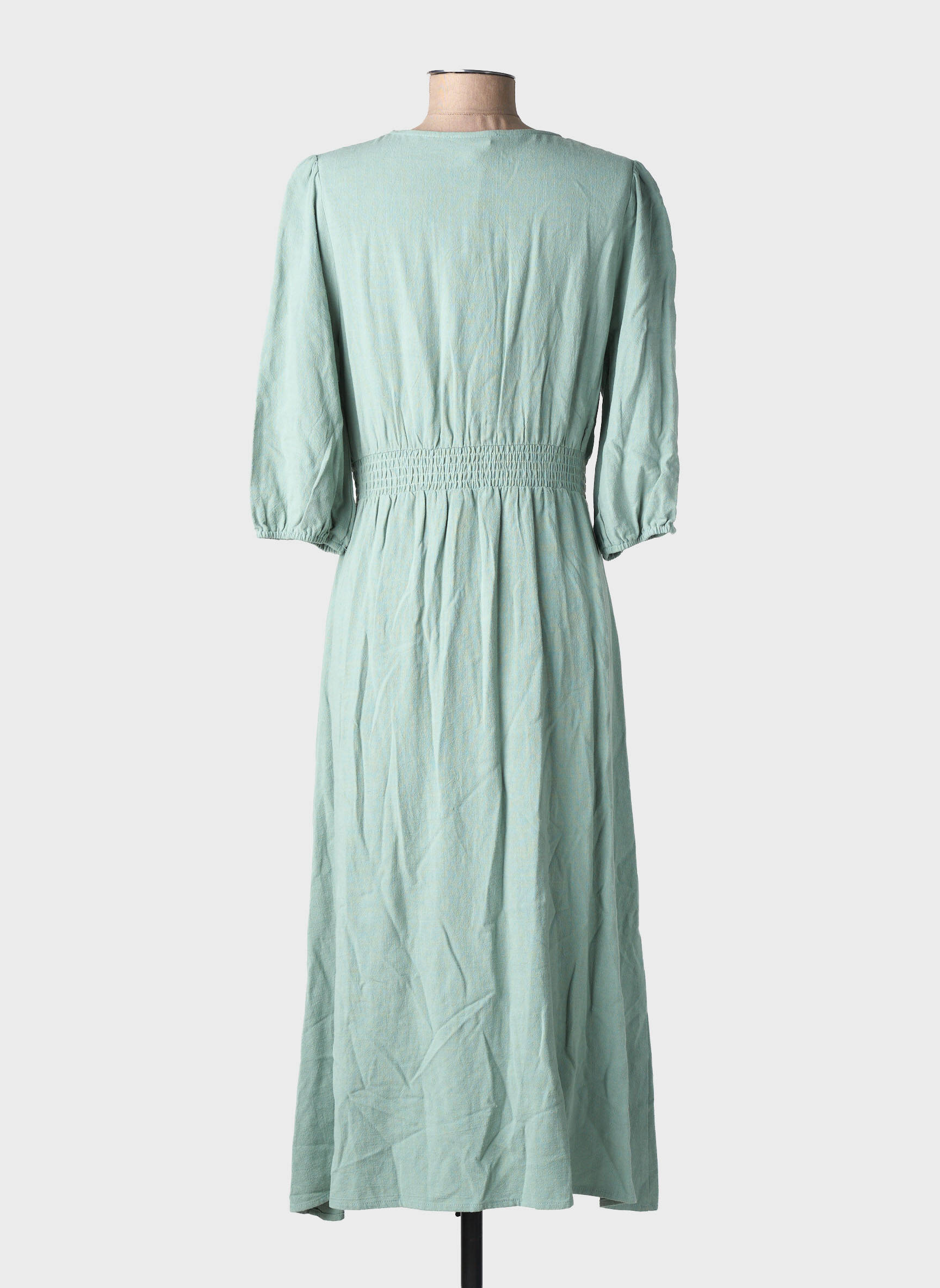 Rochie lungă mâneci scurte mâneci scurte verde EMILIE.K femeie