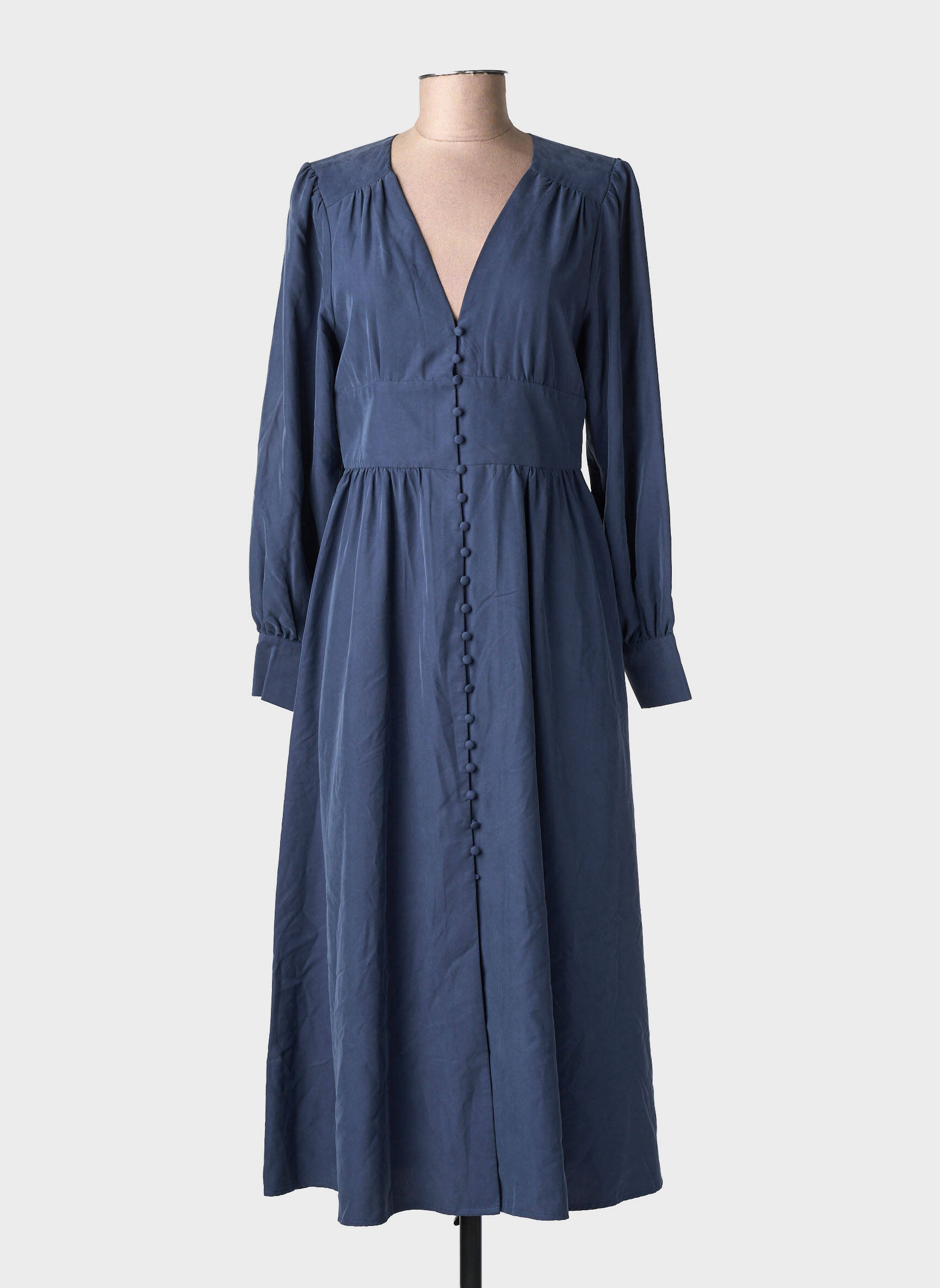 Rochie lungă mâneci lungi mâneci lungi albastru YUKA femeie