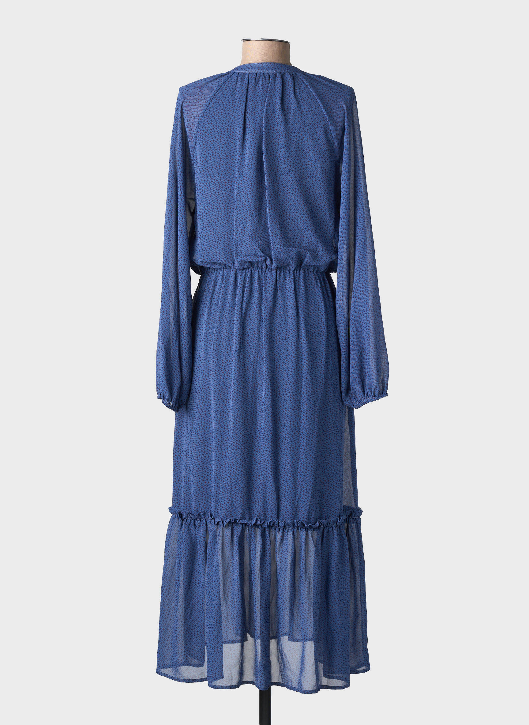 Rochie lungă mâneci lungi mâneci lungi albastru YUKA femeie