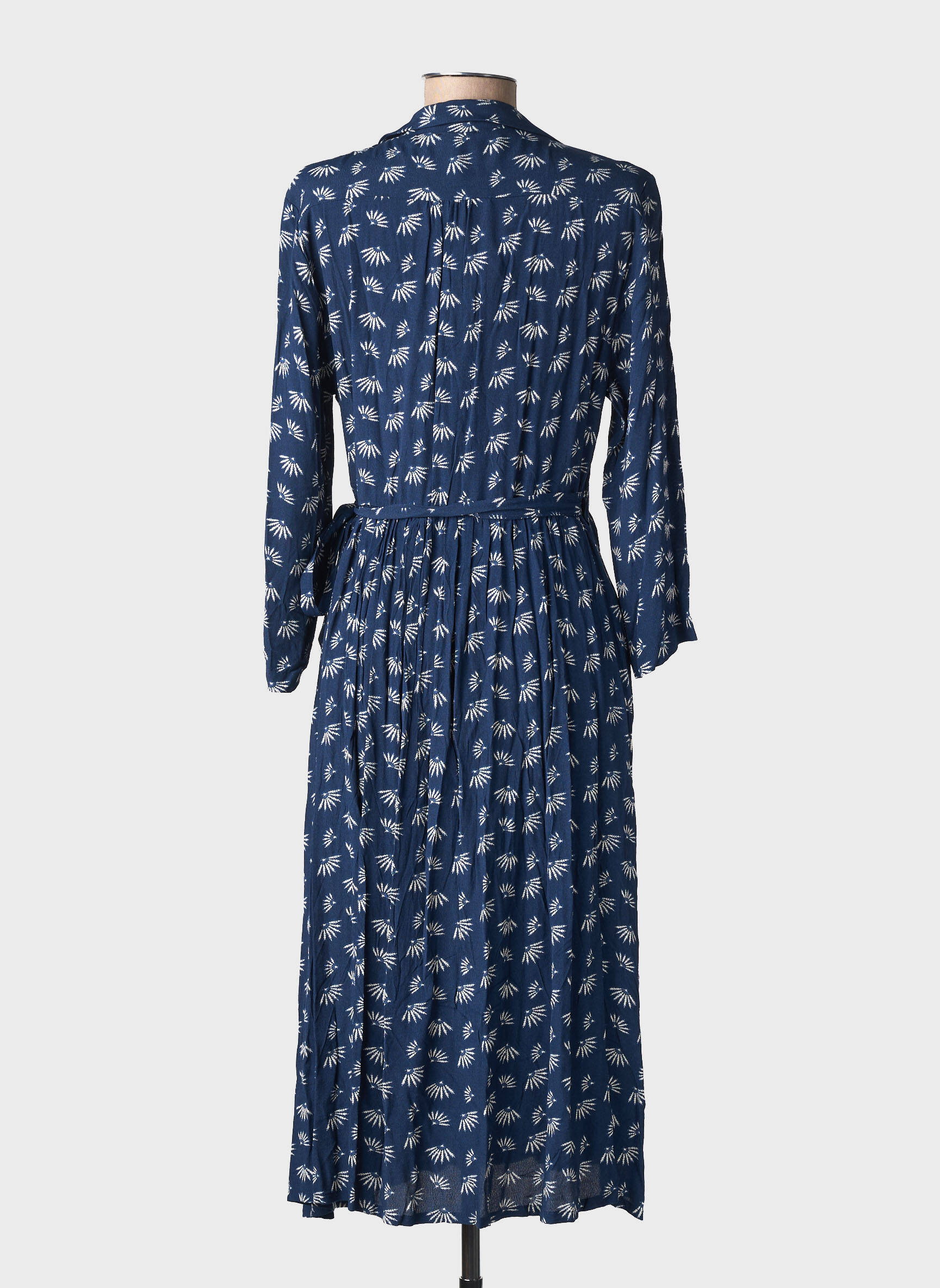 Rochie midi imprimeu fantezie mâneci lungi albastru YUKA femeie