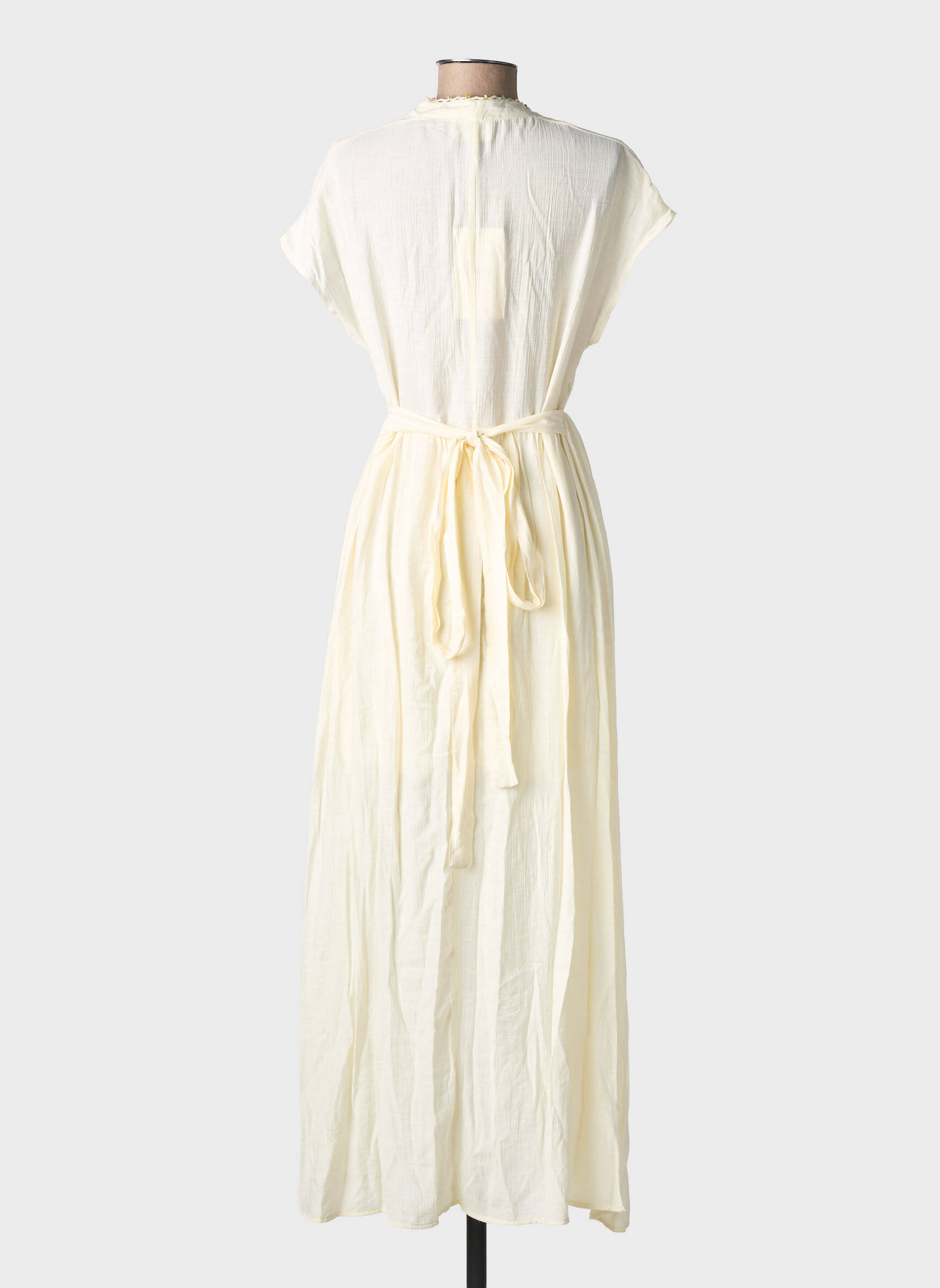 Rochie lungă mâneci scurte mâneci scurte bej ARTLOVE femeie