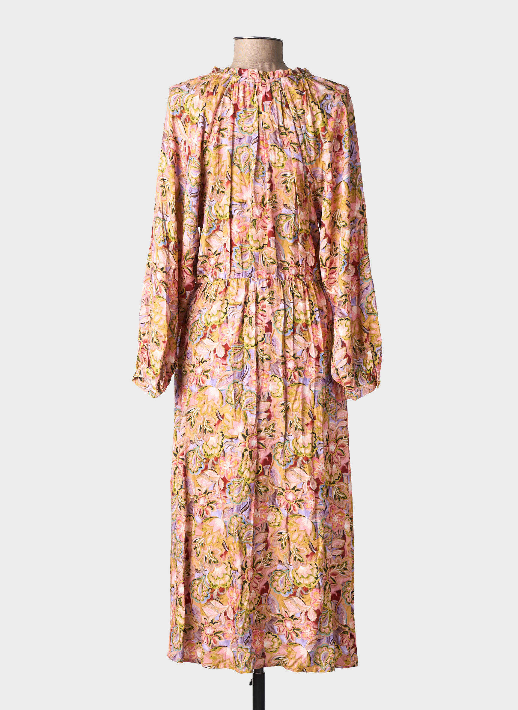 Rochie midi imprimeu floral mâneci lungi roz LA PETITE ETOILE femeie