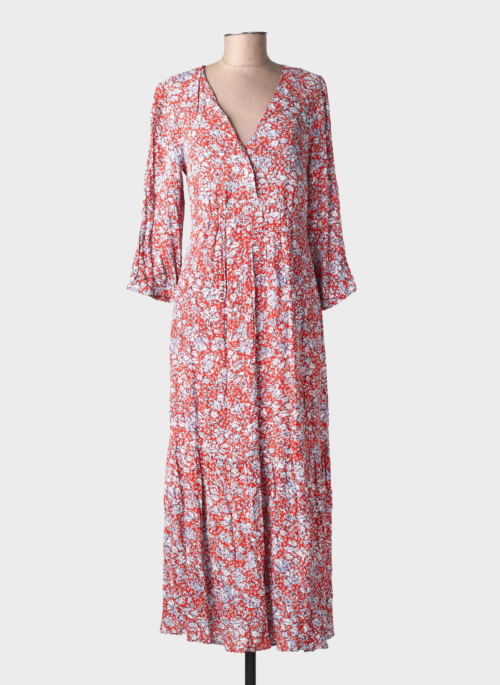 Rochie lungă mâneci lungi mâneci lungi roșu YUKA femeie