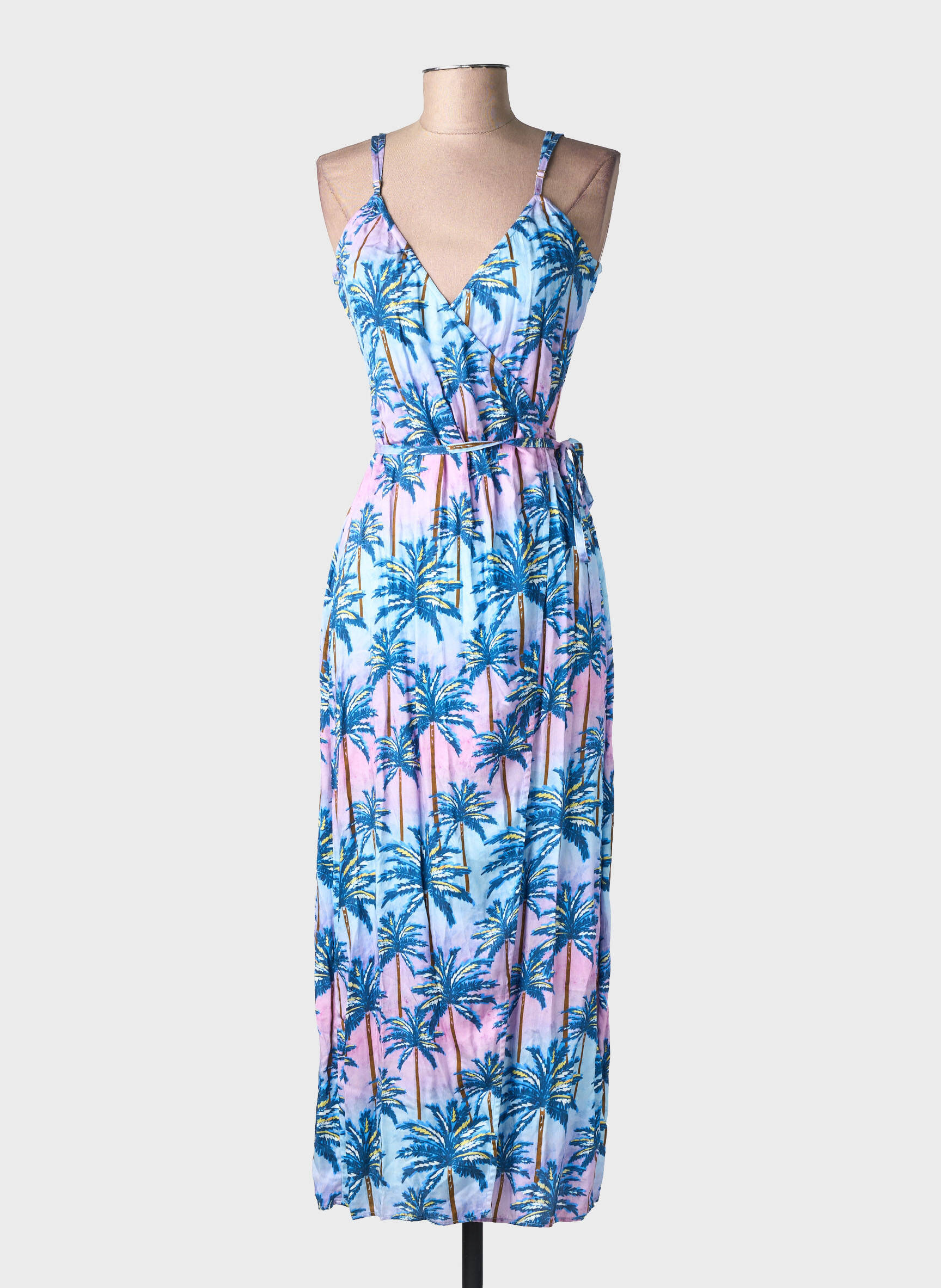Rochie midi imprimeu fantezie bretele subțiri albastru LA PETITE ETOILE femeie