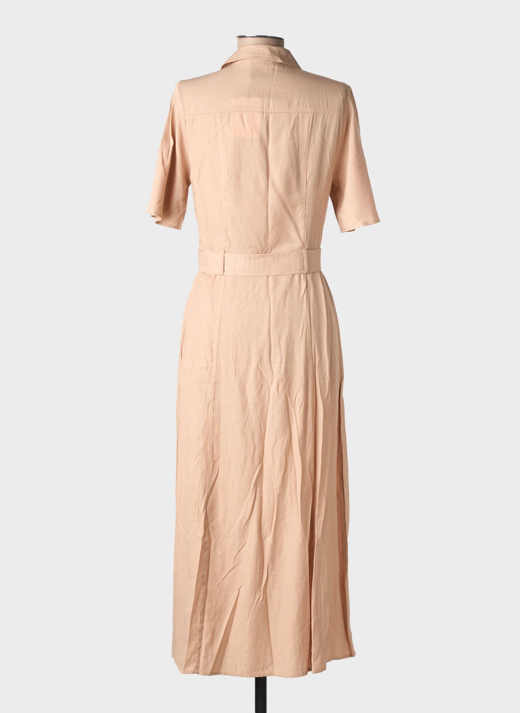 Rochie midi mâneci scurte mâneci scurte bej LA PETITE ETOILE femeie