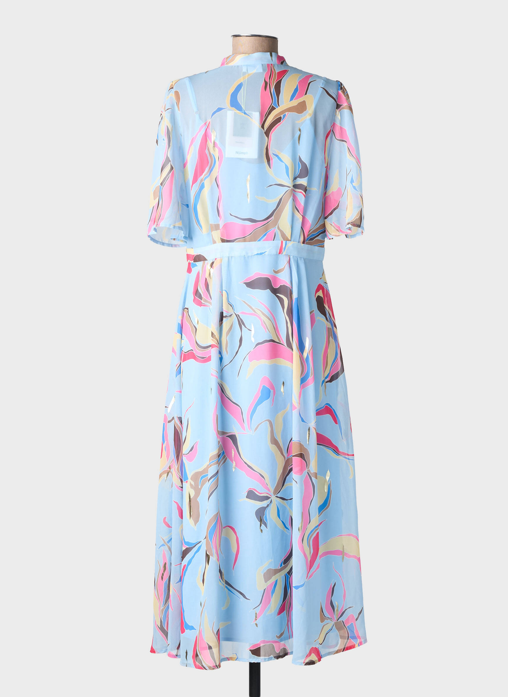 Rochie midi imprimeu fantezie mâneci scurte albastru NUMPH femeie