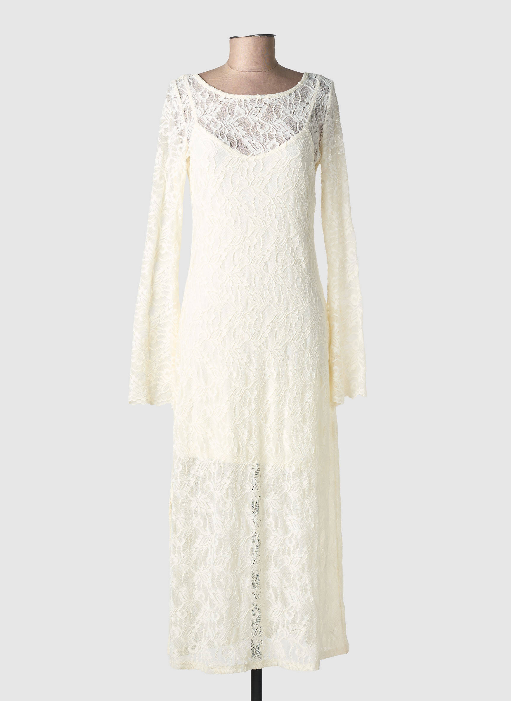 Rochie lungă mâneci lungi mâneci lungi alb NUMPH femeie