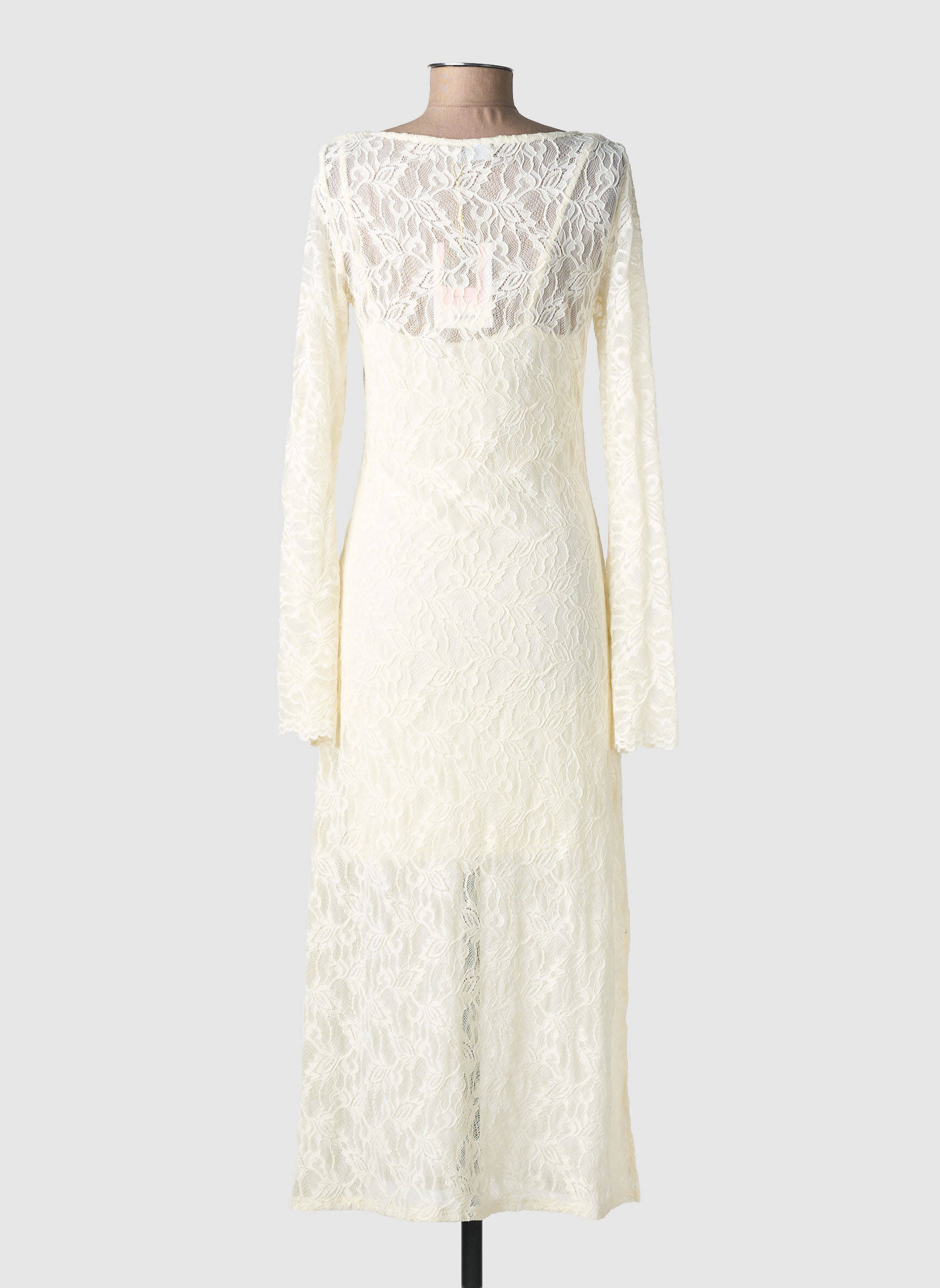 Rochie lungă mâneci lungi mâneci lungi alb NUMPH femeie