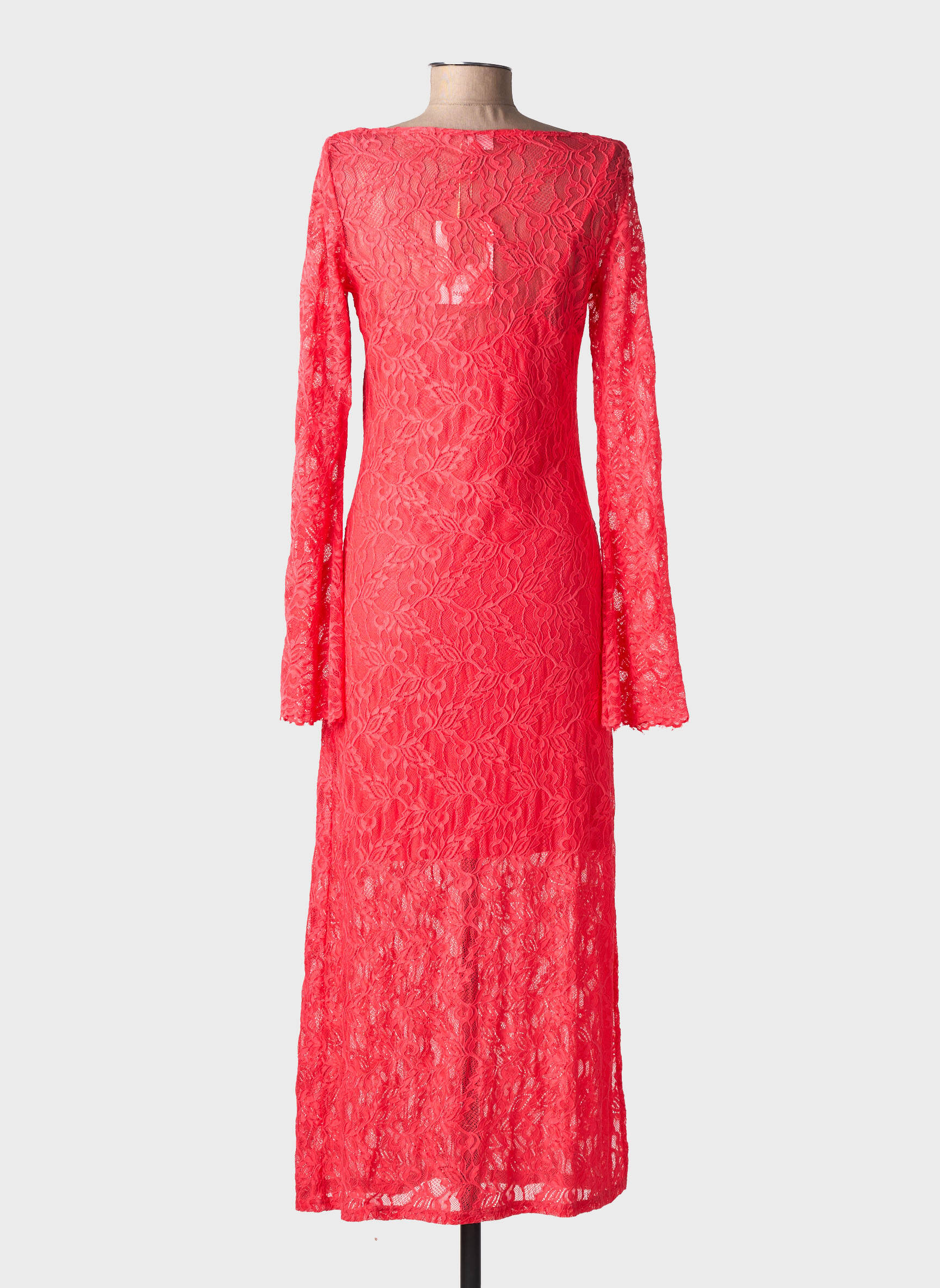 Rochie lungă mâneci lungi mâneci lungi roz NUMPH femeie