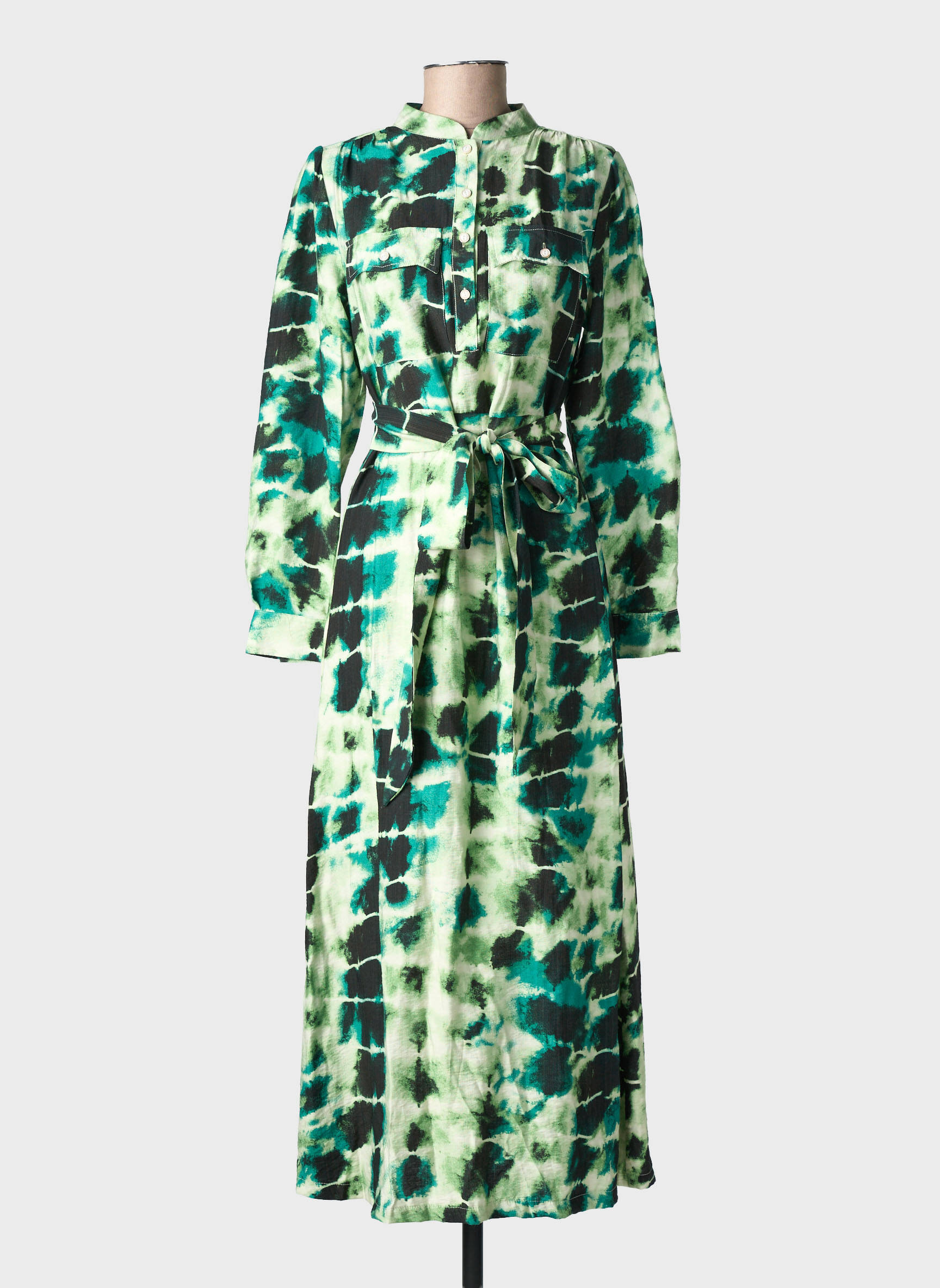 Rochie lungă mâneci lungi mâneci lungi verde EMILIE.K femeie