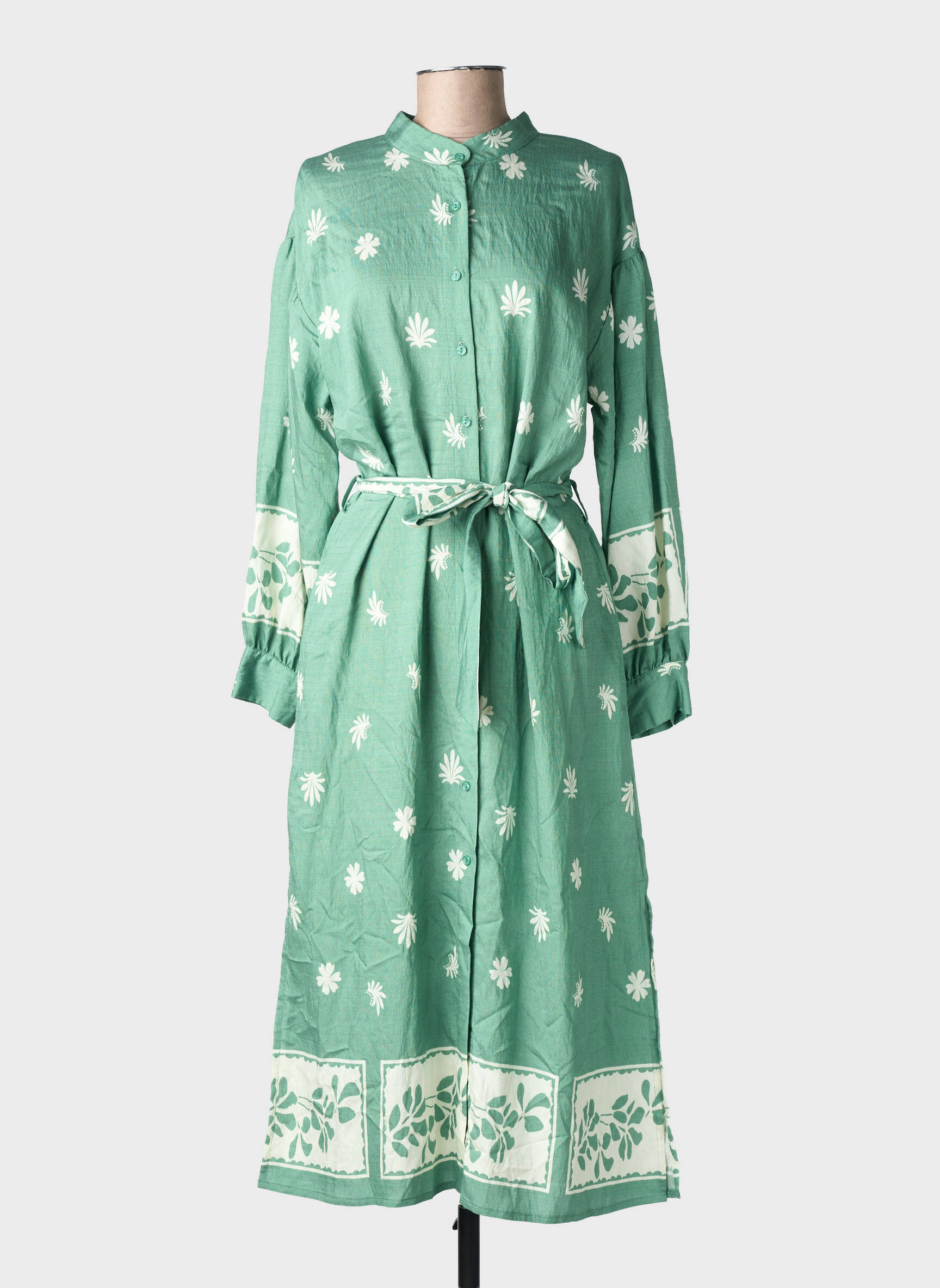 Rochie lungă mâneci lungi mâneci lungi verde EMILIE.K femeie