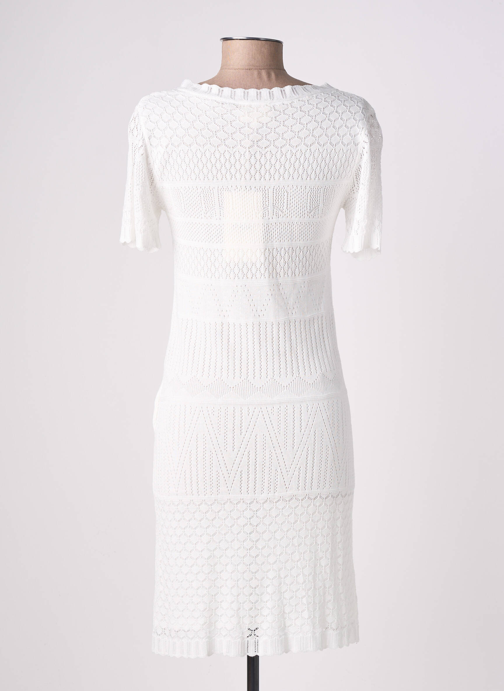 Rochie midi mâneci scurte mâneci scurte alb ARTLOVE femeie