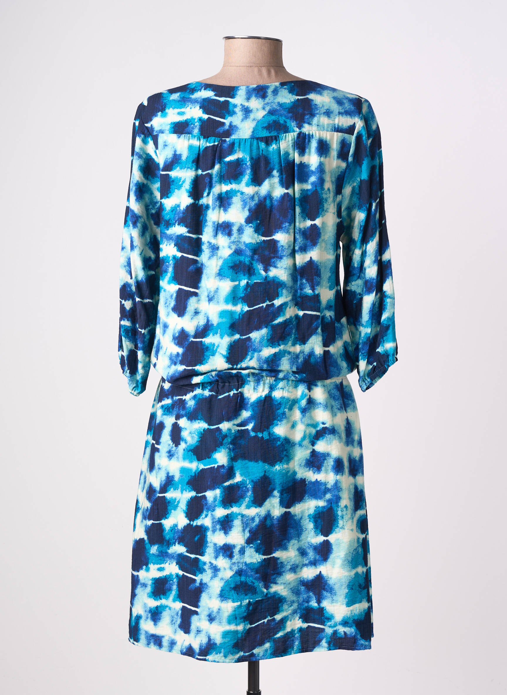 Rochie midi mâneci 3/4 mâneci 3/4 albastru EMILIE.K femeie