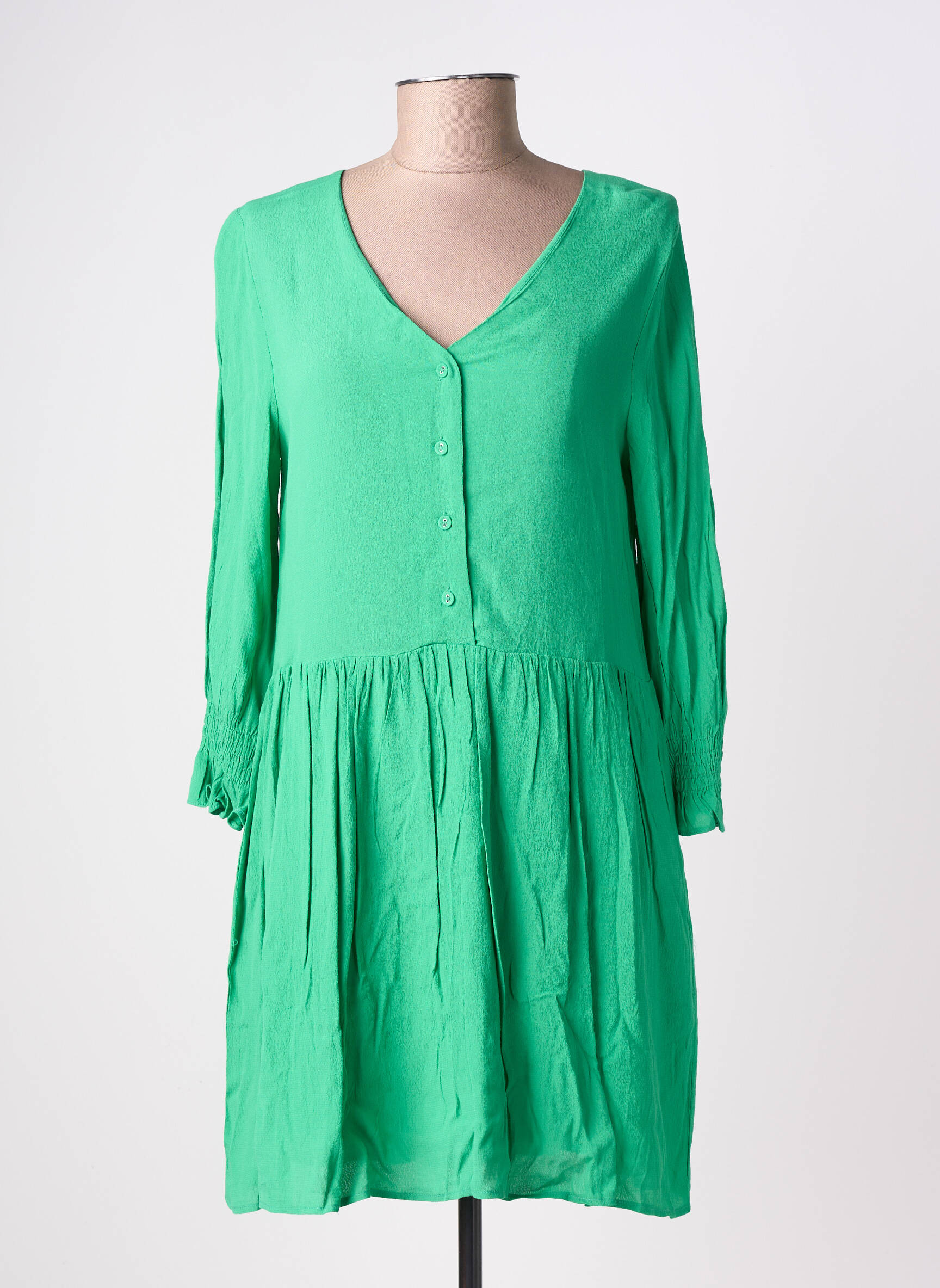 Rochie scurtă mâneci lungi mâneci lungi verde EMILIE.K femeie