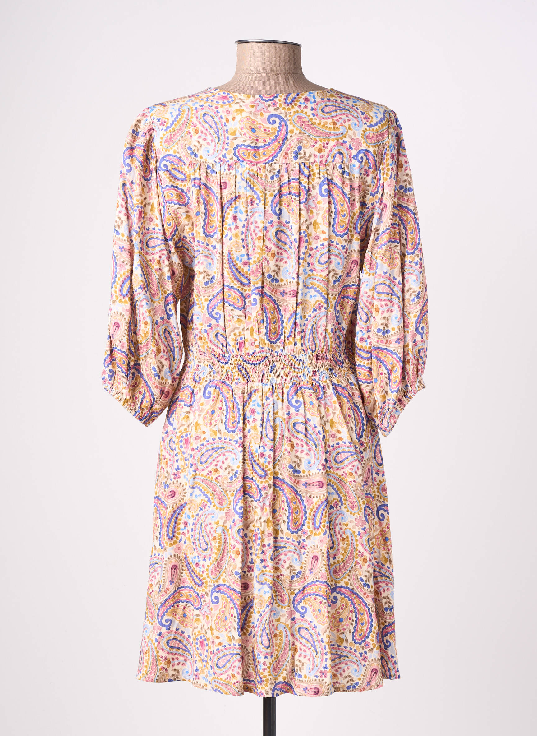 Rochie midi mâneci 3/4 mâneci 3/4 galben LA PETITE ETOILE femeie