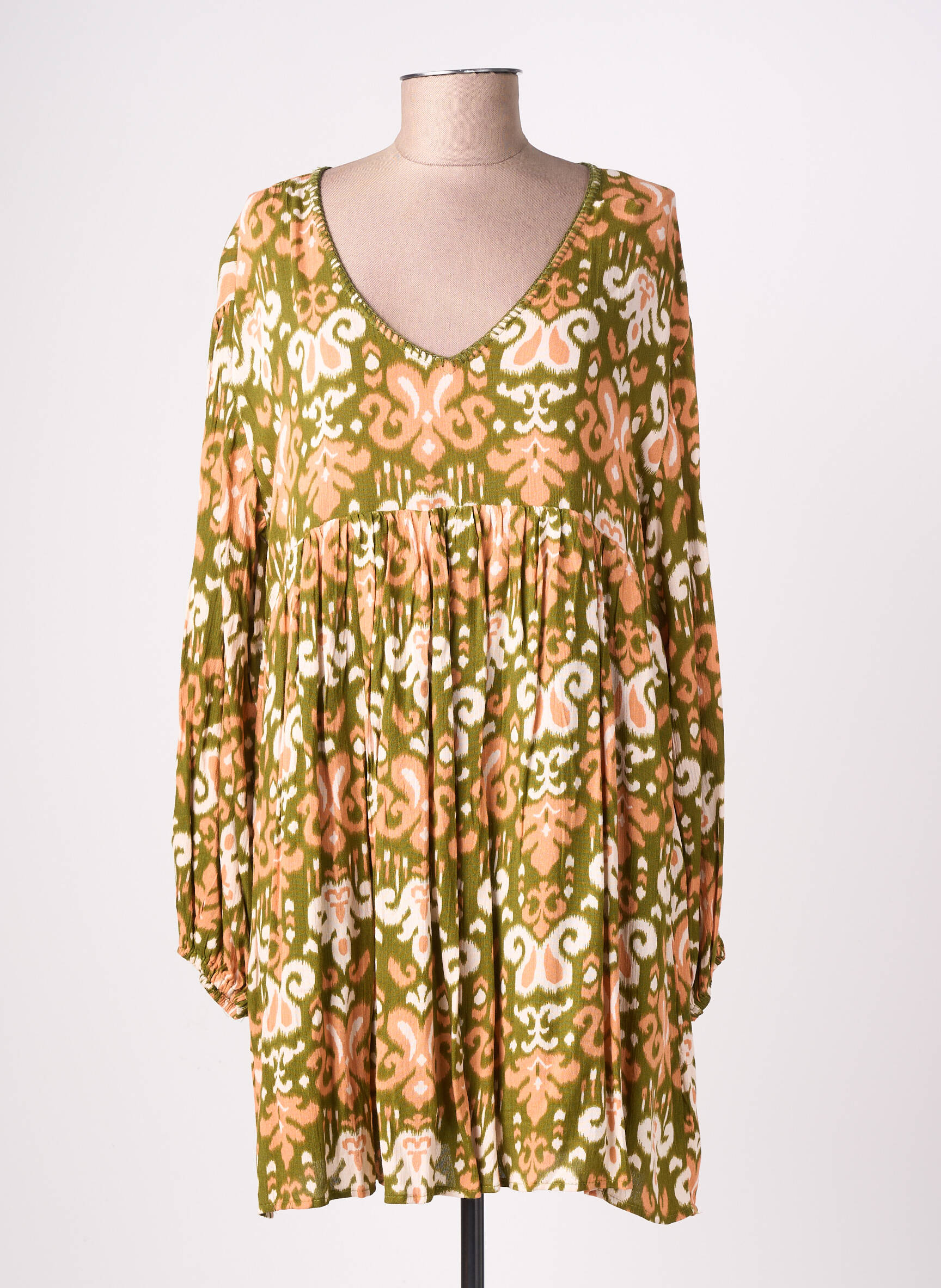 Rochie scurtă mâneci lungi mâneci lungi verde EMILIE.K femeie