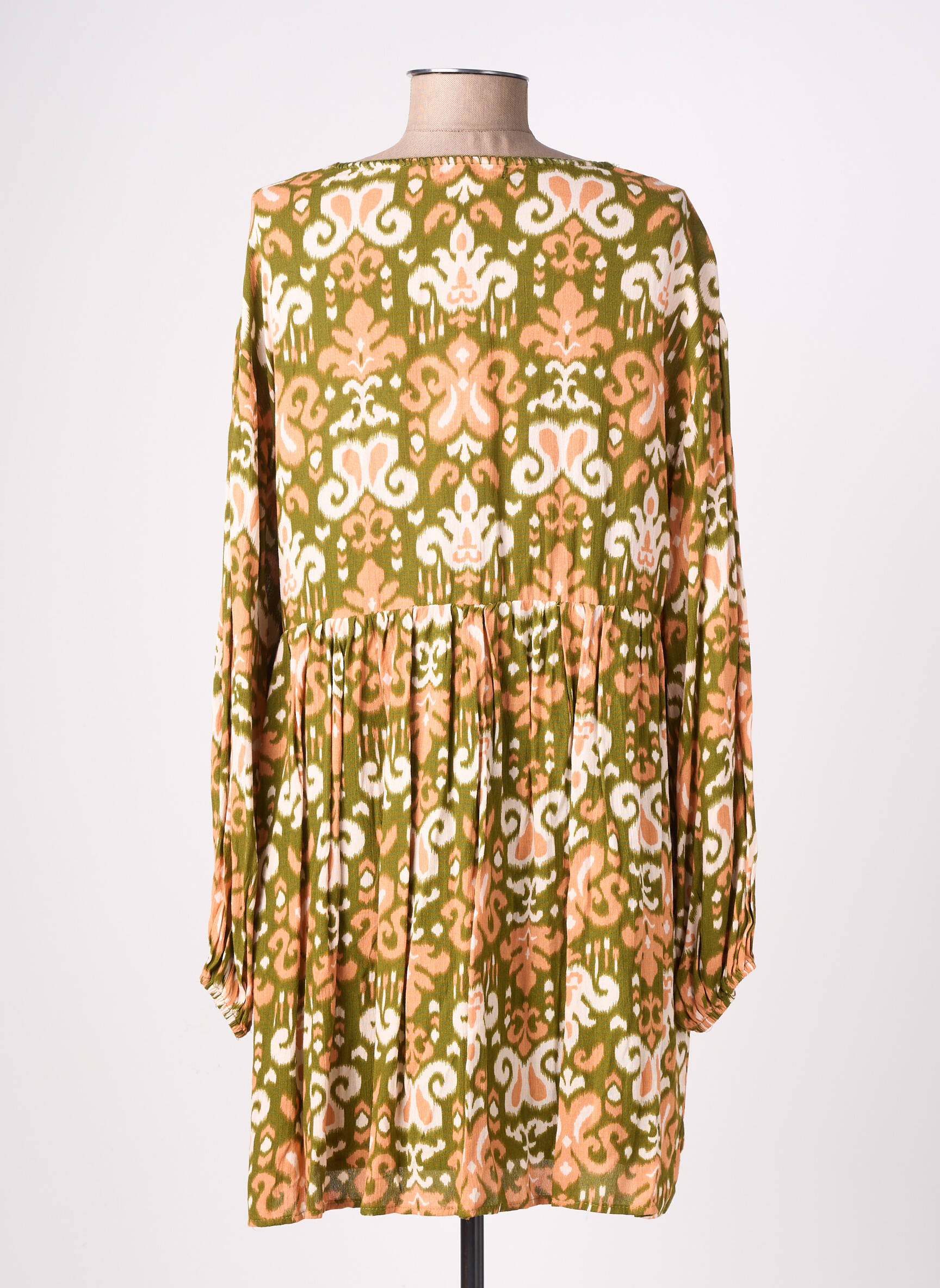 Rochie scurtă mâneci lungi mâneci lungi verde EMILIE.K femeie